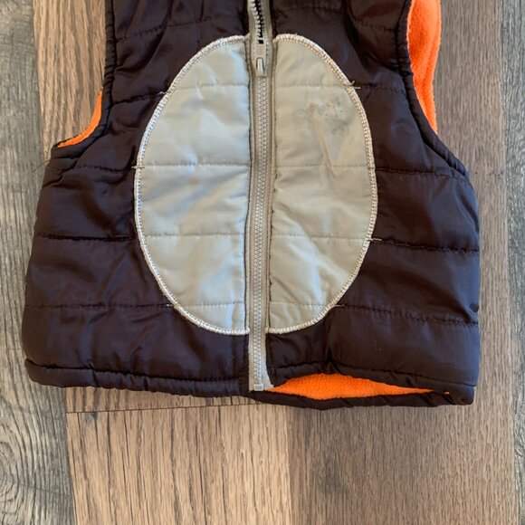 18 month Brown and Tan Bear Vest with Fleece Lining and Bear Face Hood - Picture 2 of 6